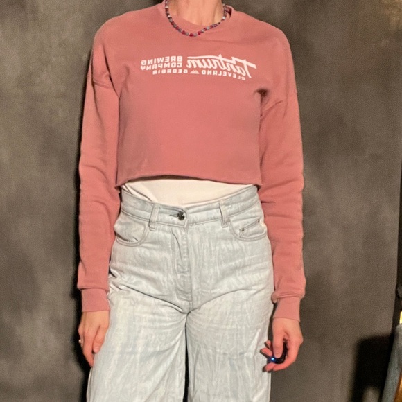 Tops - Cropped Mauve Sweatshirt with White Logo